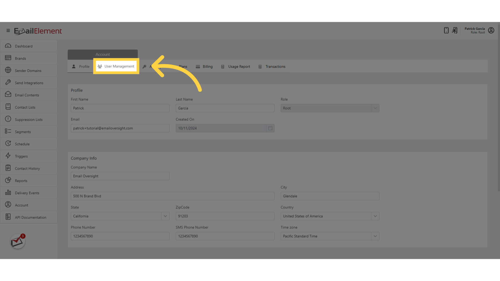 Click 'User Management'