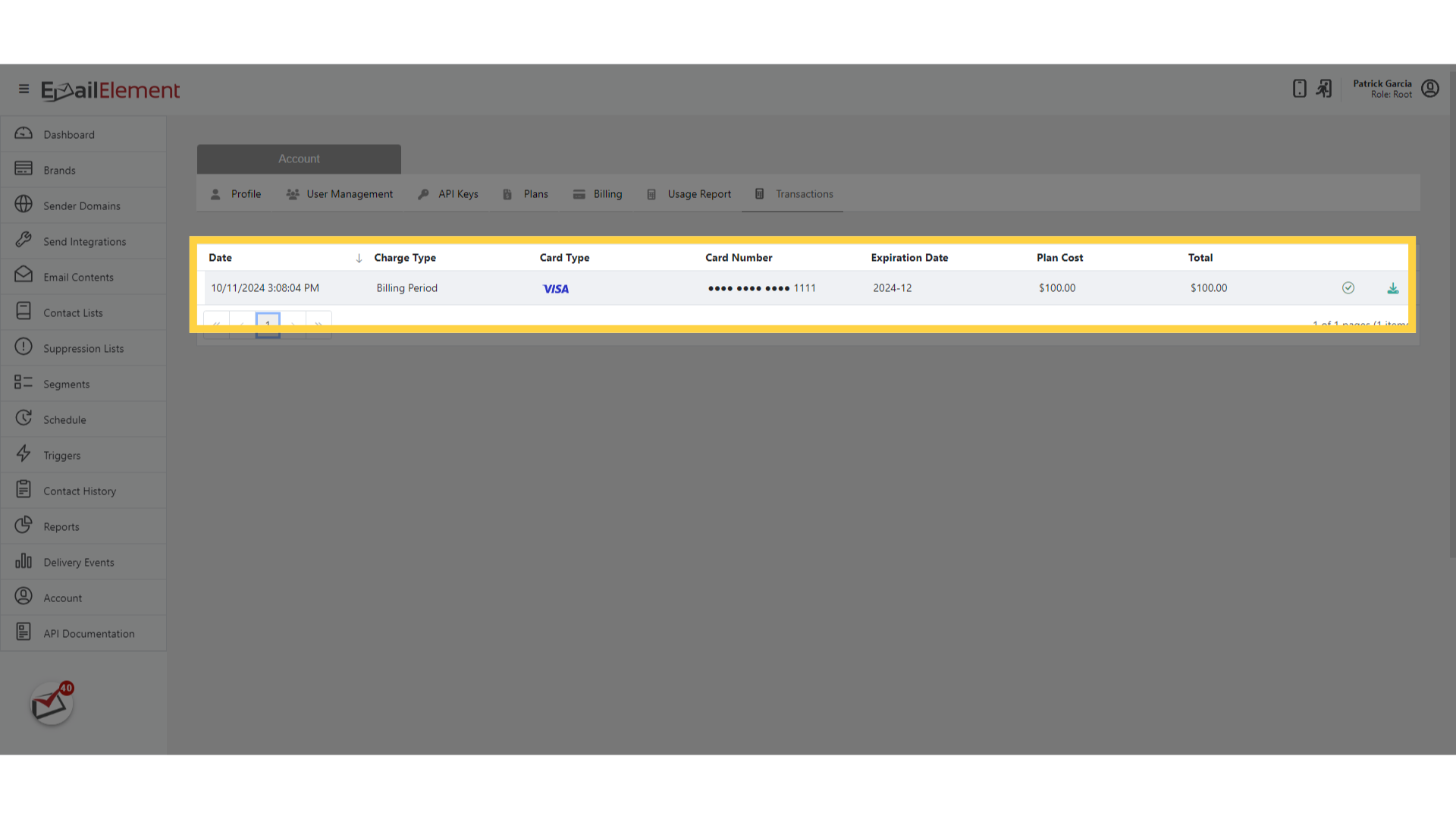 View all Transactions