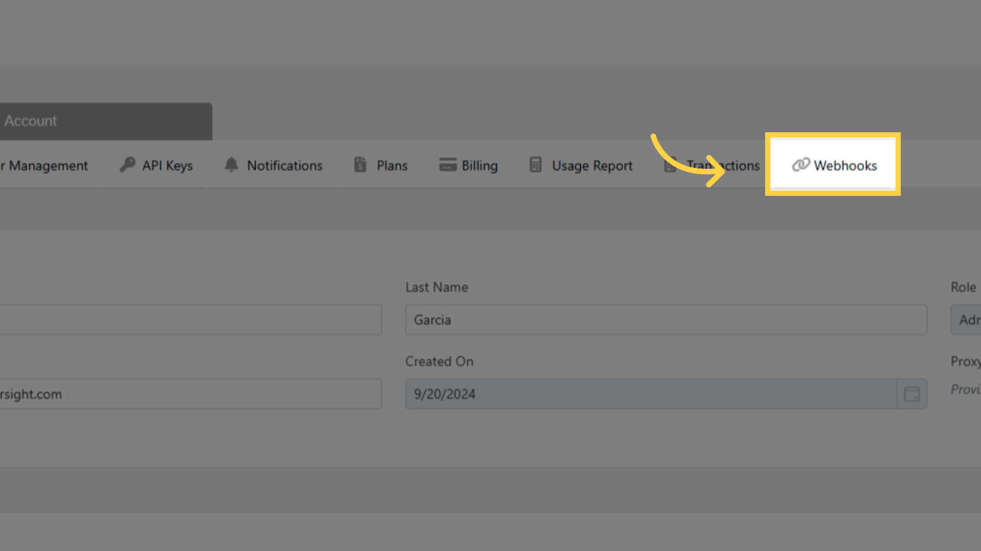 Navigate to Webhooks