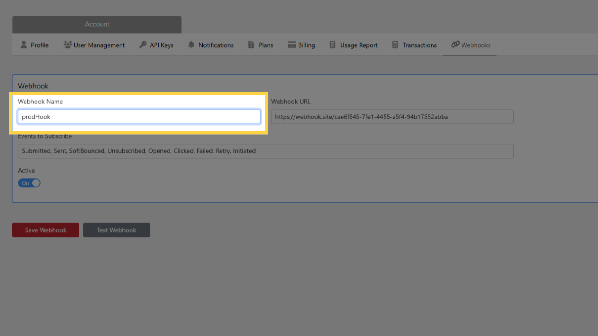 Name Your Webhook