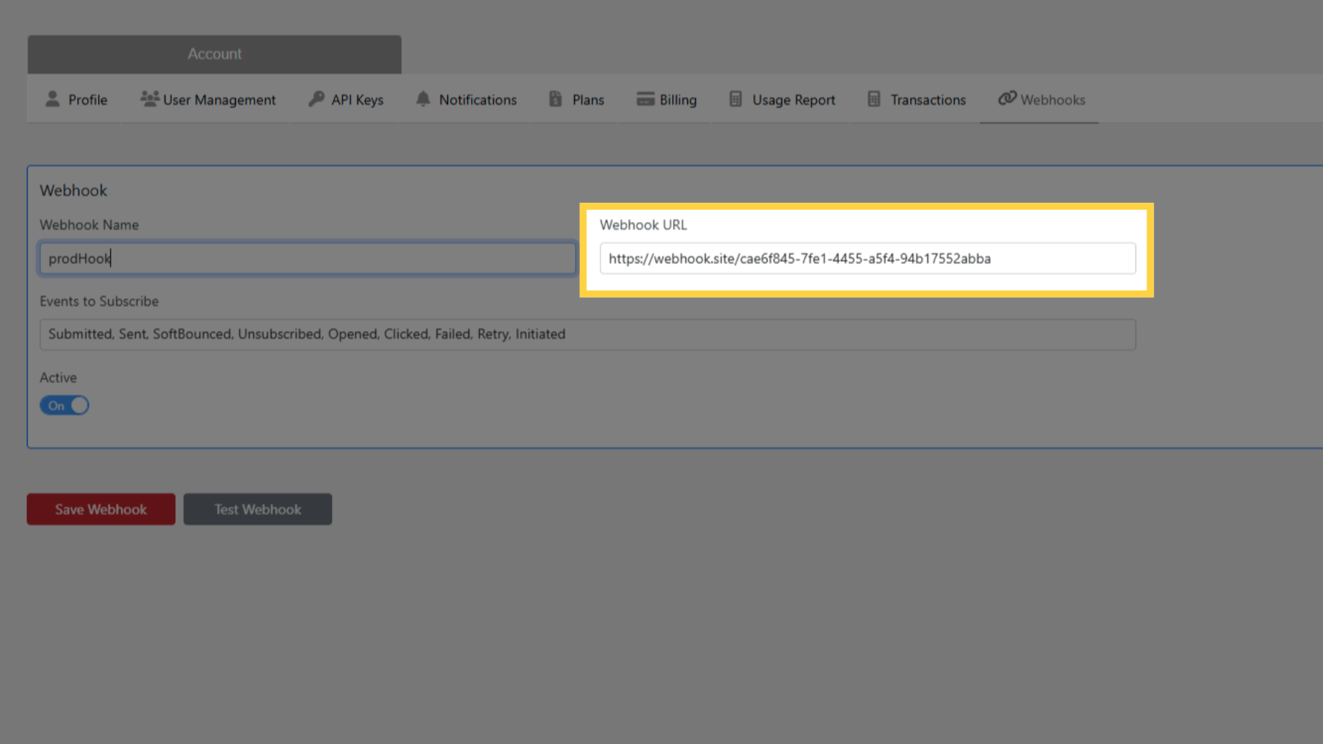Enter Webhook URL