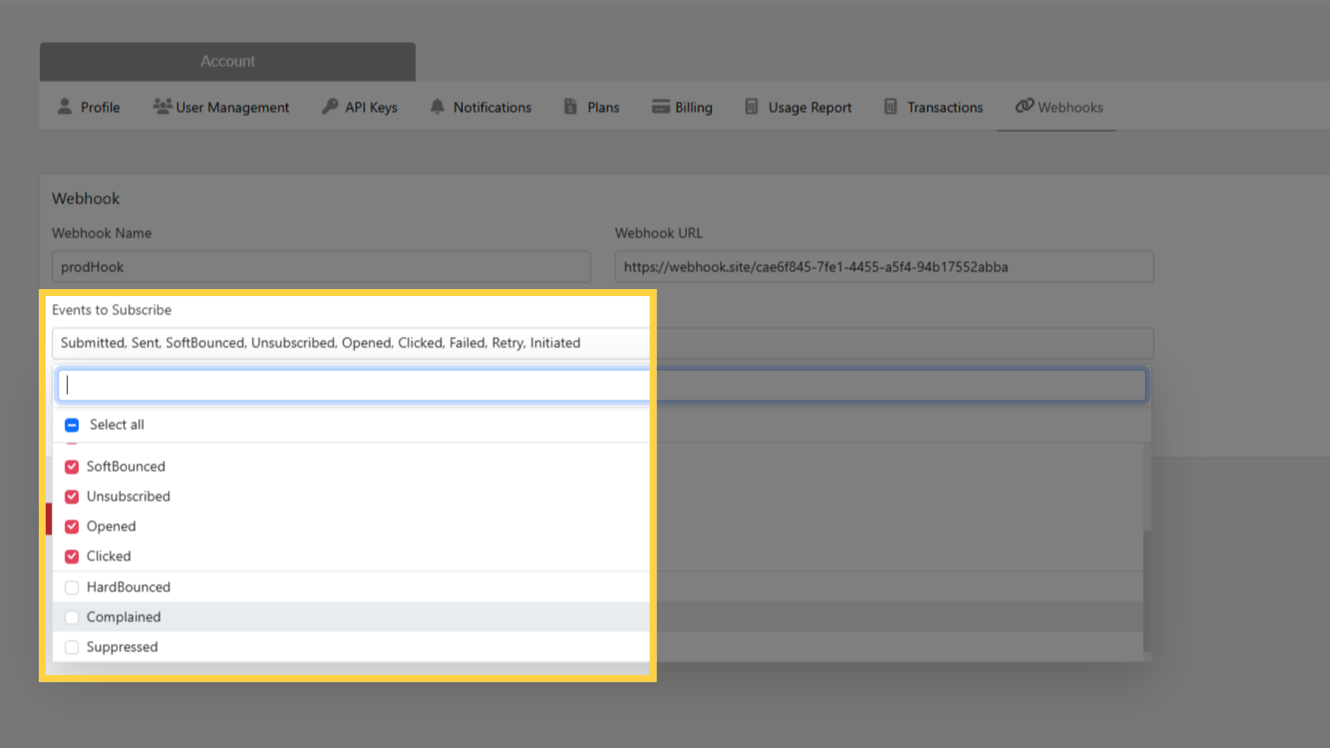 Select Webhook Events