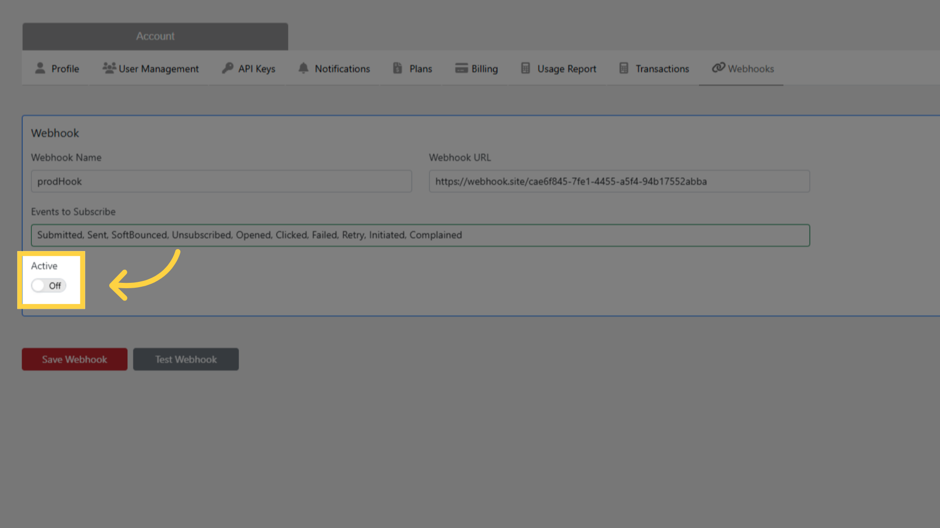 Disable Webhook