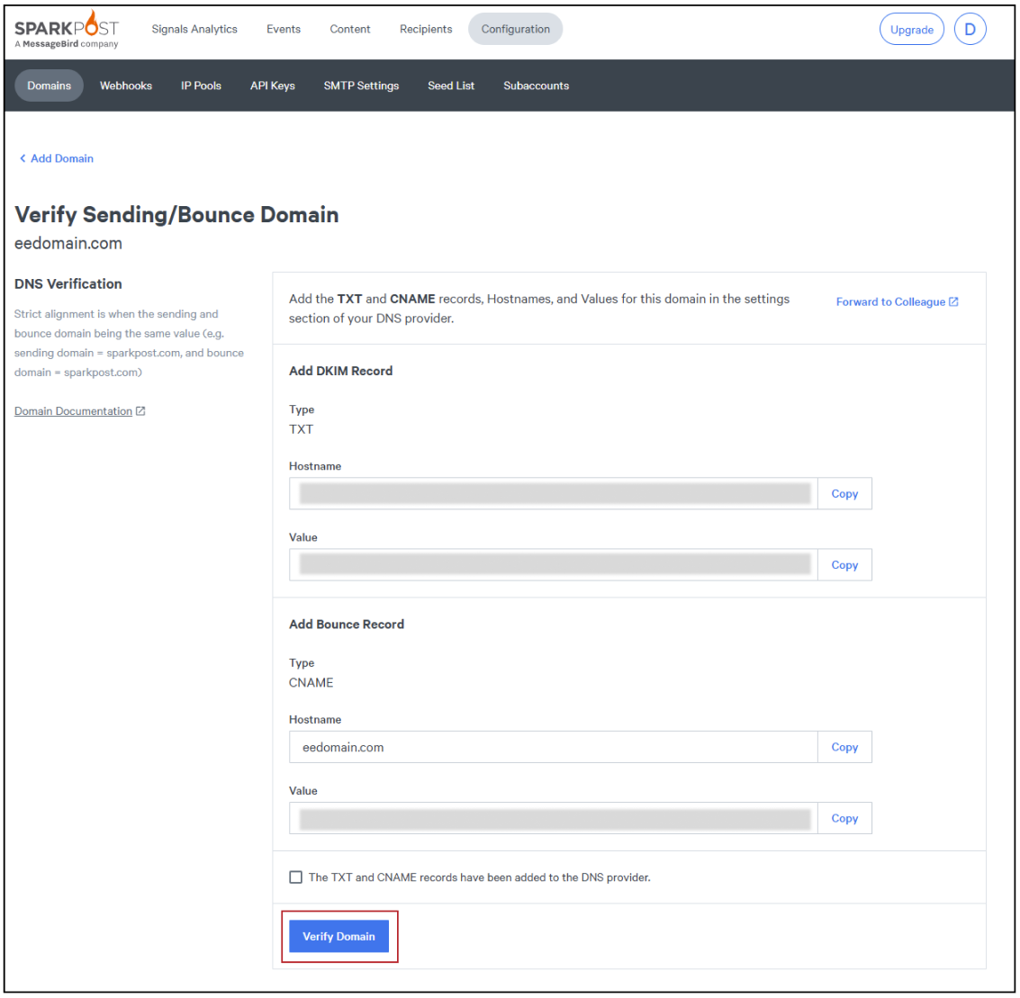 Add and Set Up an Email Sending Domain