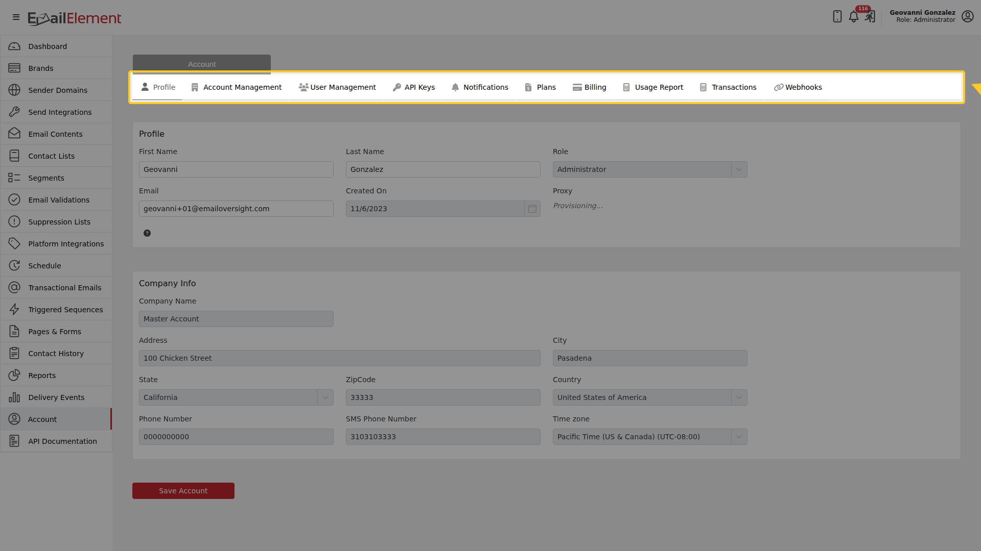API Keys 01 Account Tabs