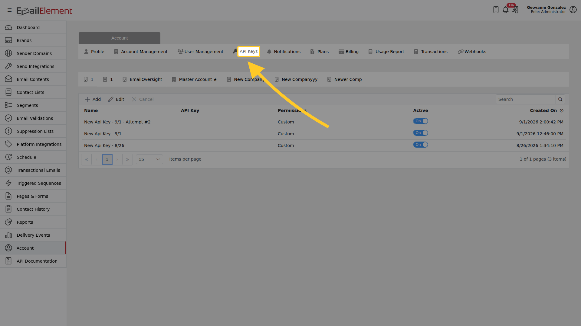 API Keys 02 API Keys Tab