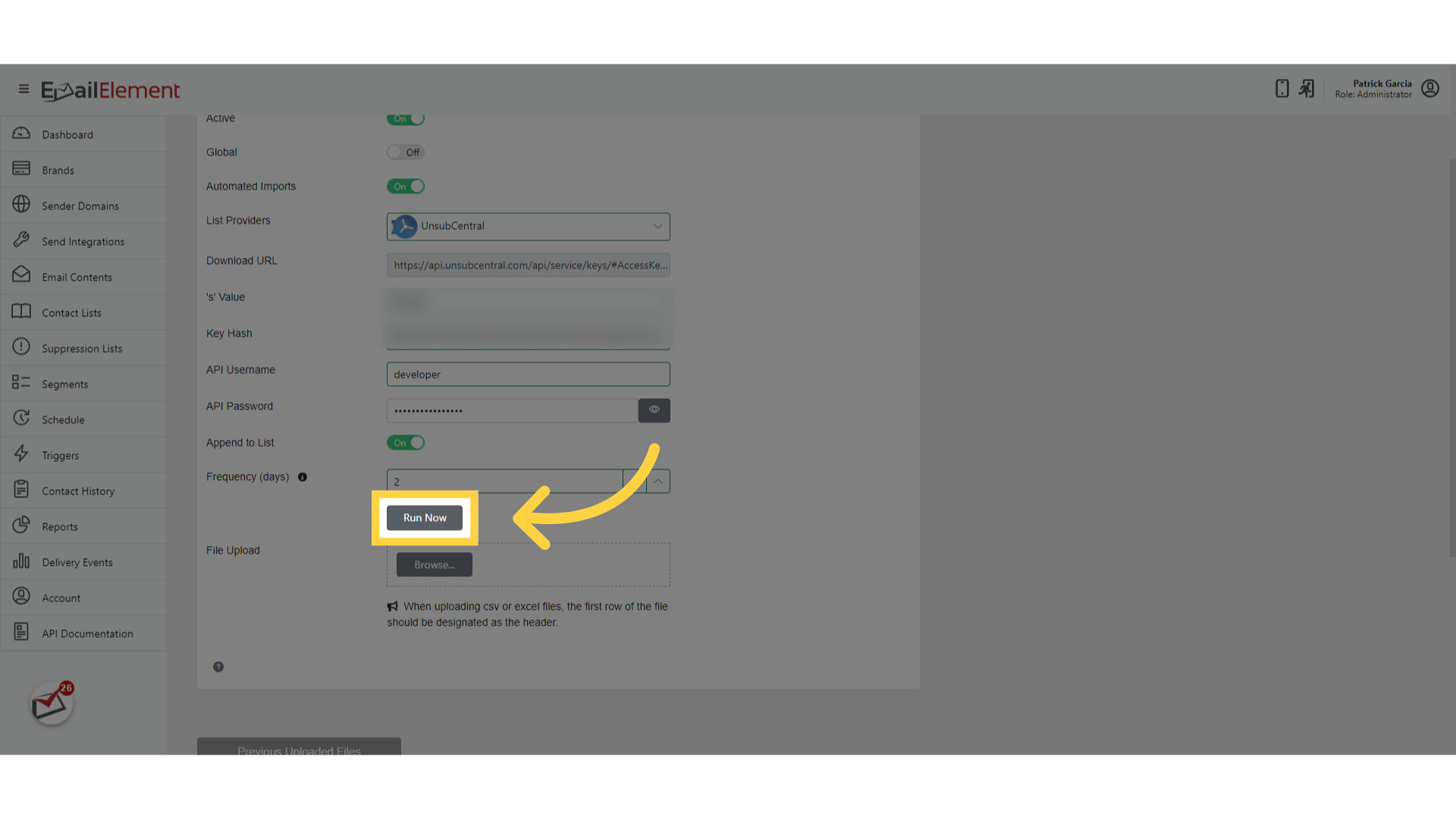 Click 'Run Now'