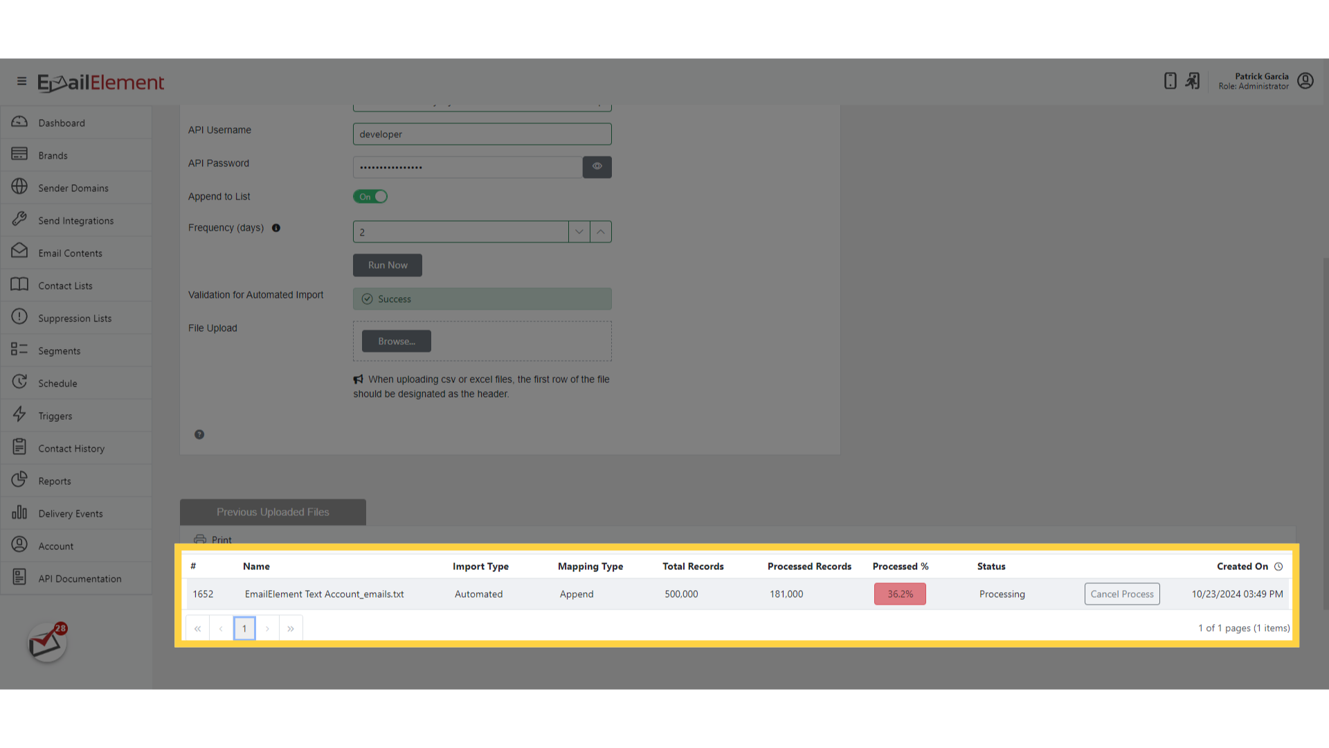 Click 'EmailElement Text Account_emails.txt'