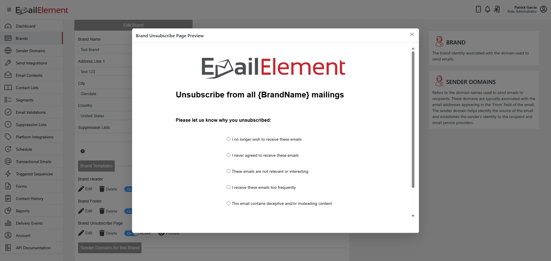 Preview Unsubscribe Page
