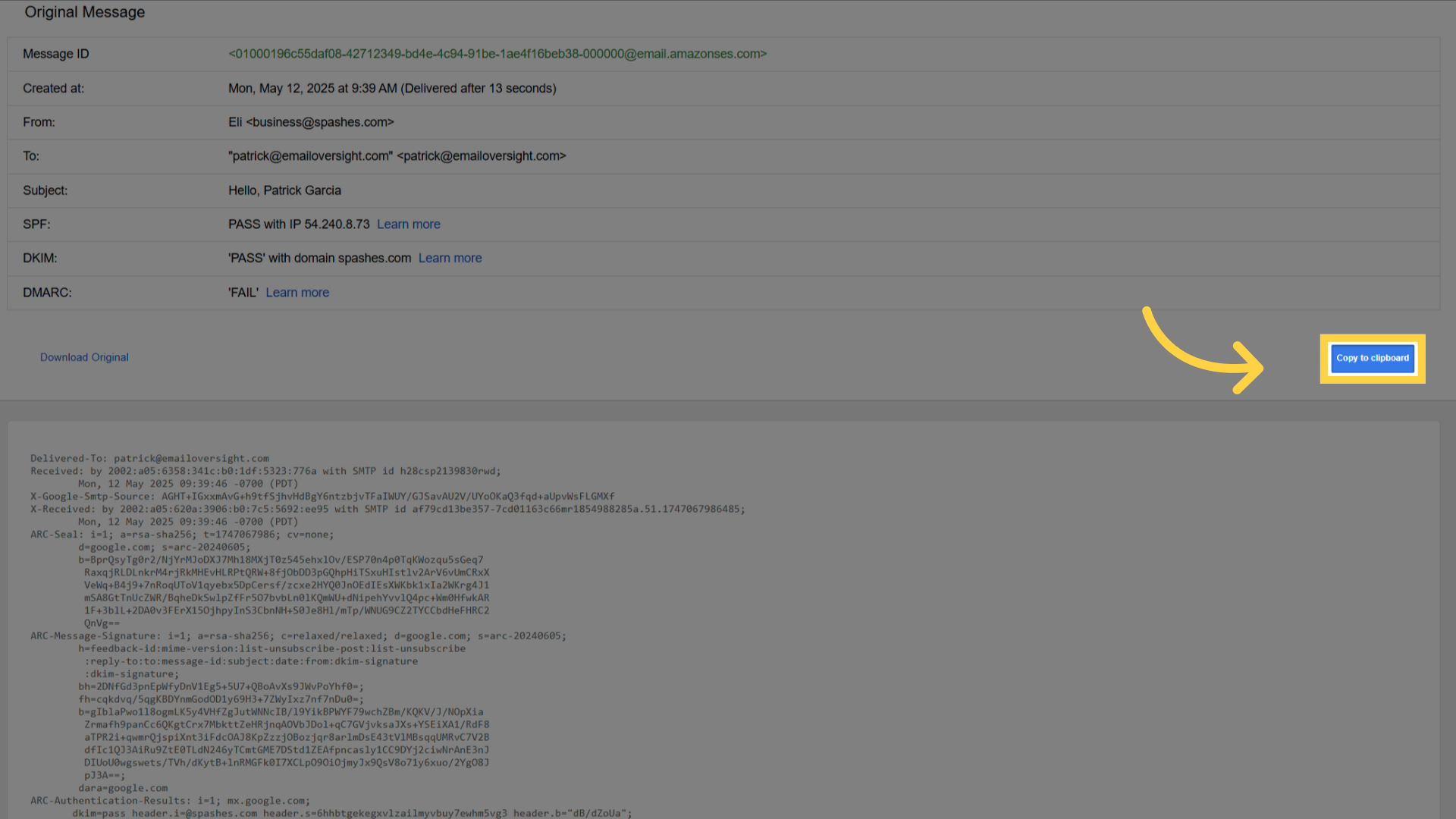 Get Raw Email Continued