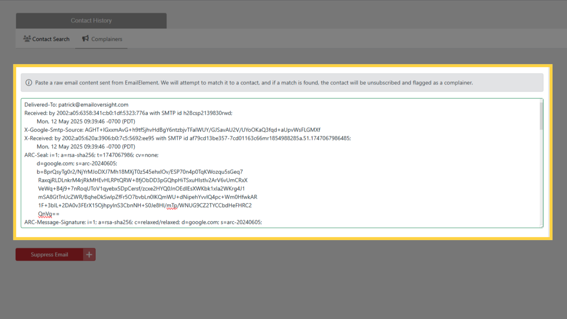 Paste Raw Email Content