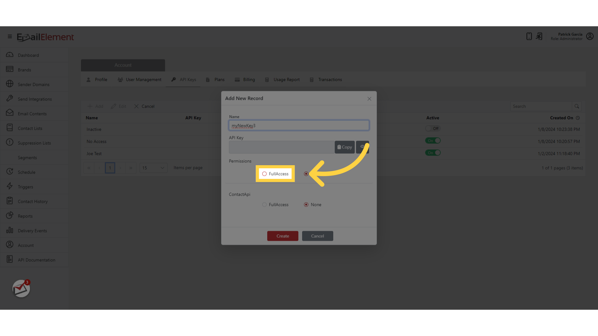 Set key permissions