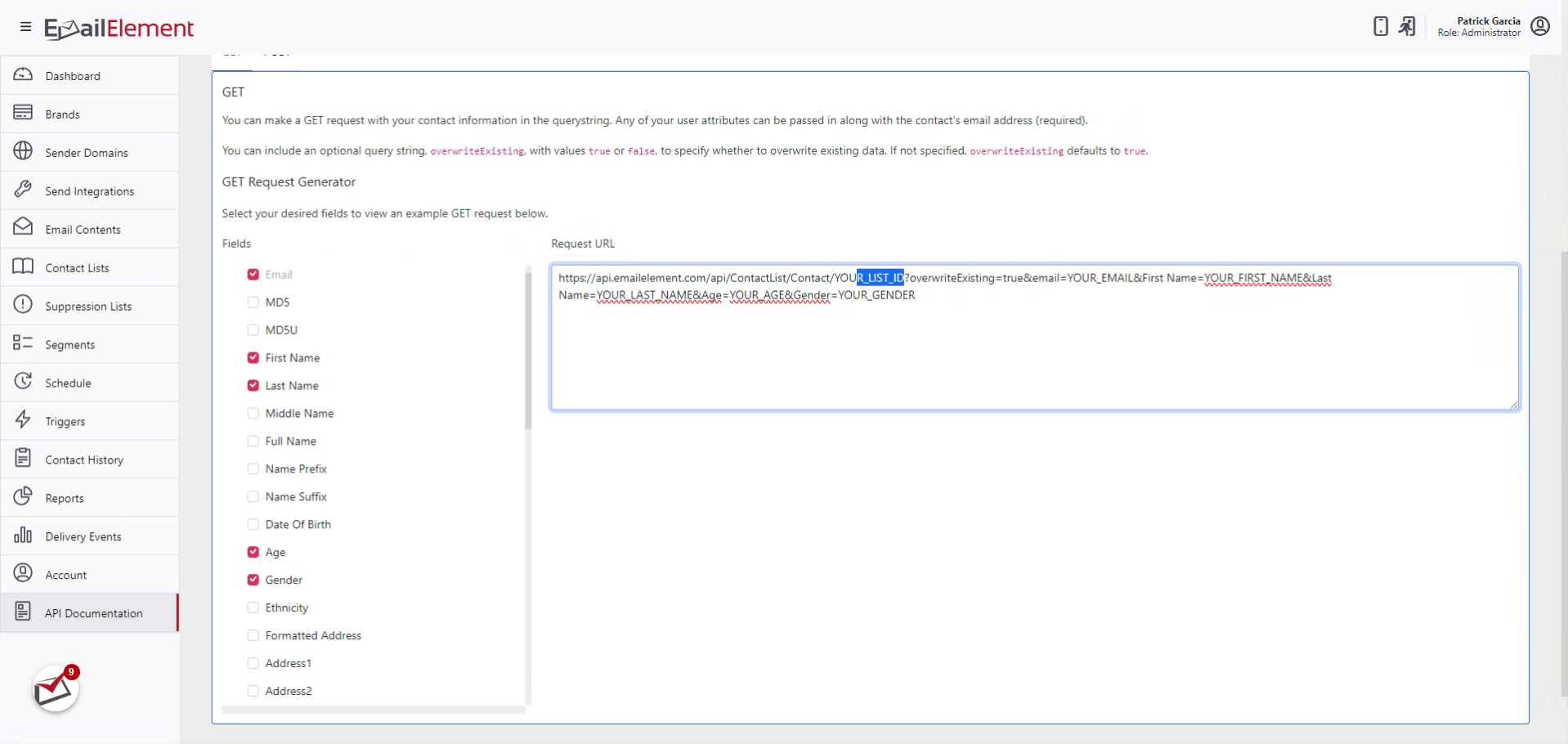 Update GET query string
