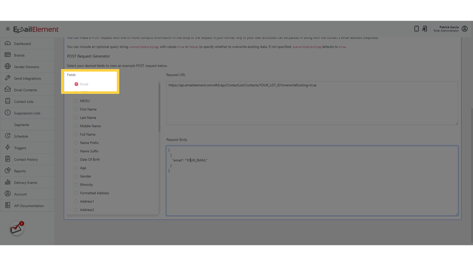 Email field
