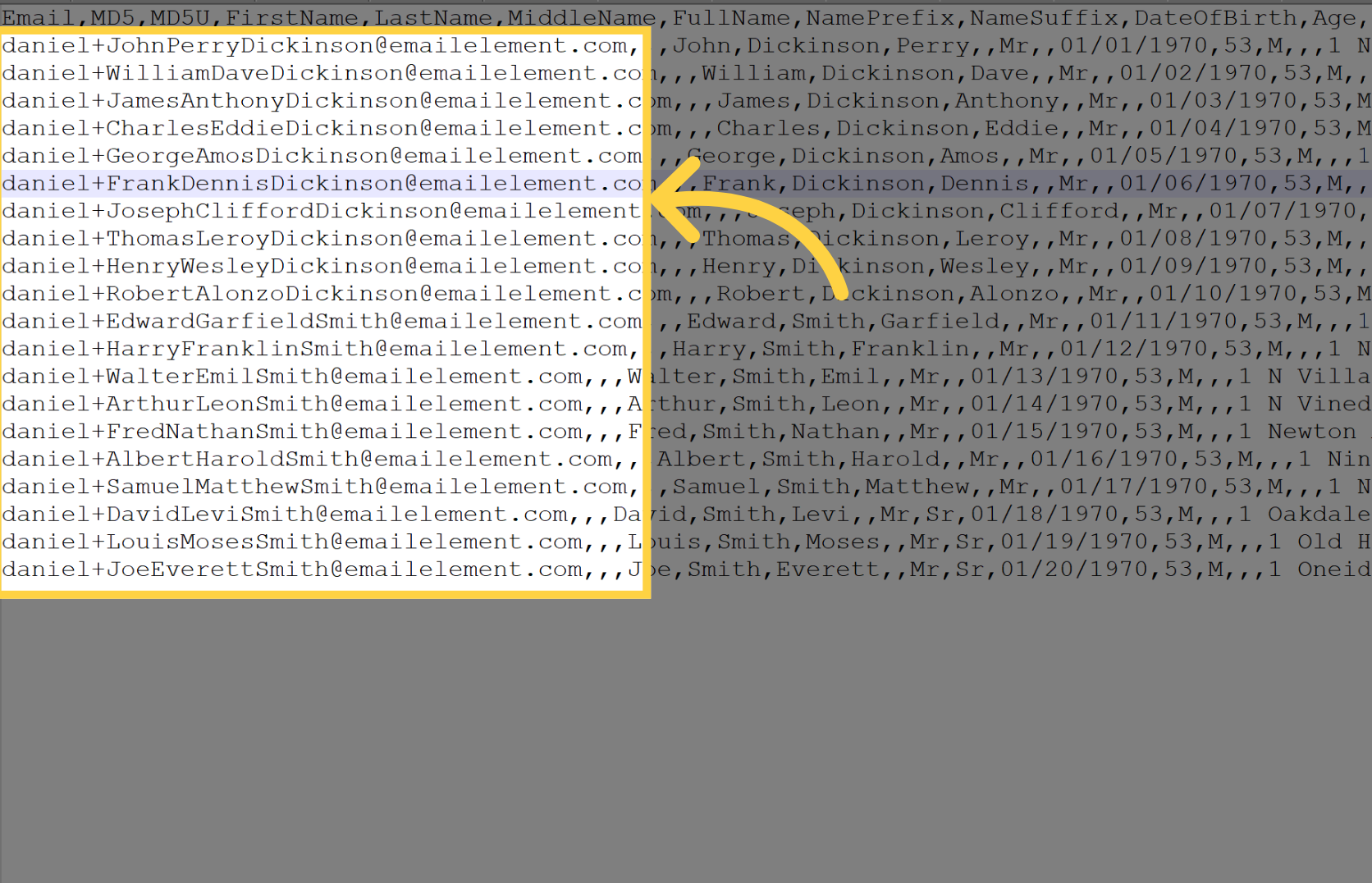 Email column