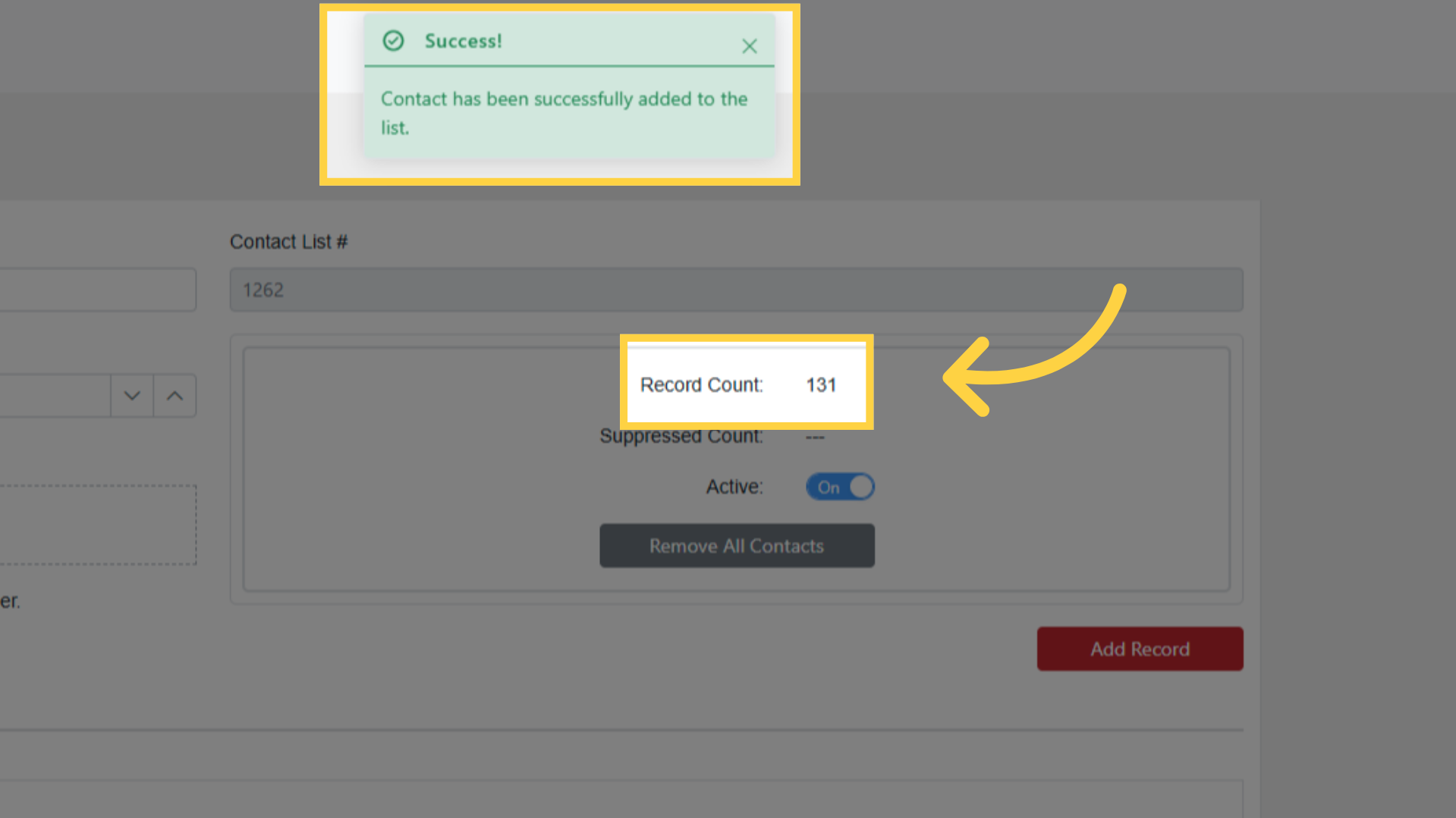 Add Contact Success