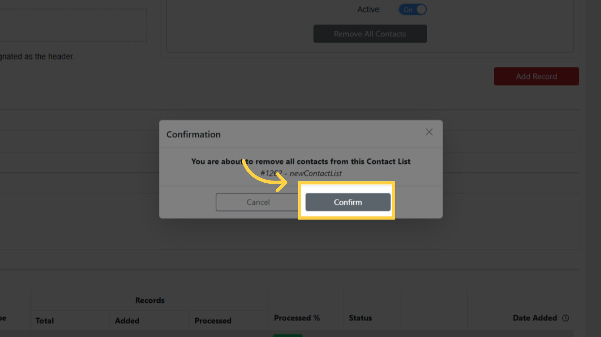Confirm Removal Action