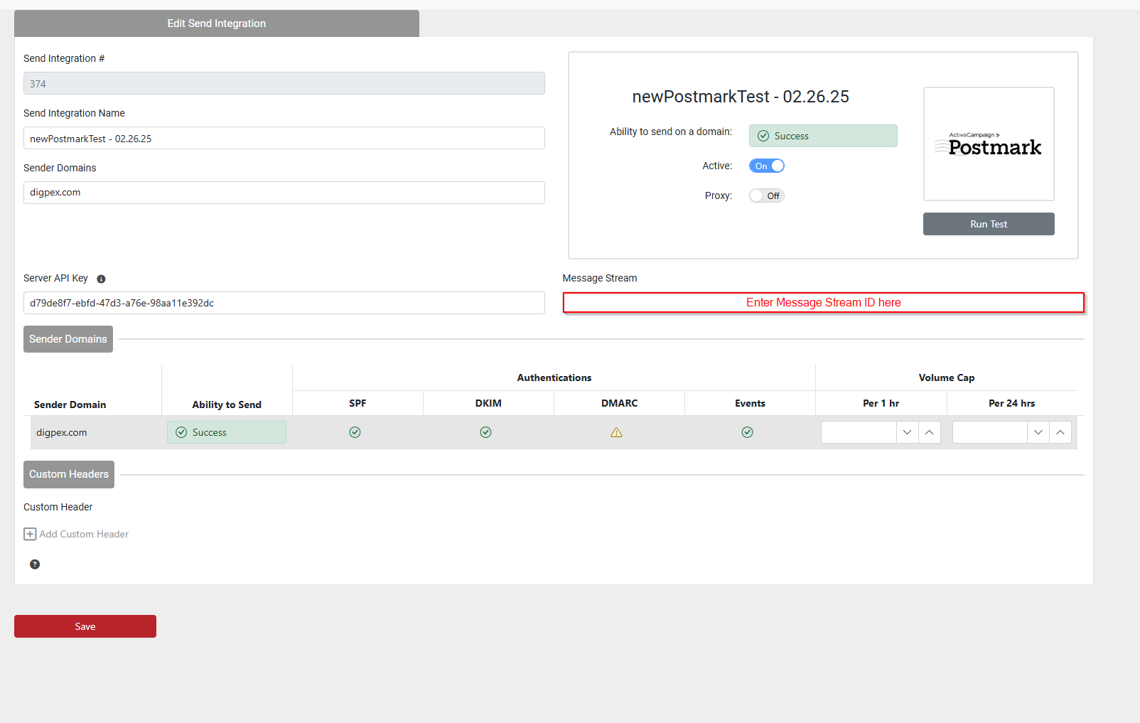 Copy the Message Stream ID