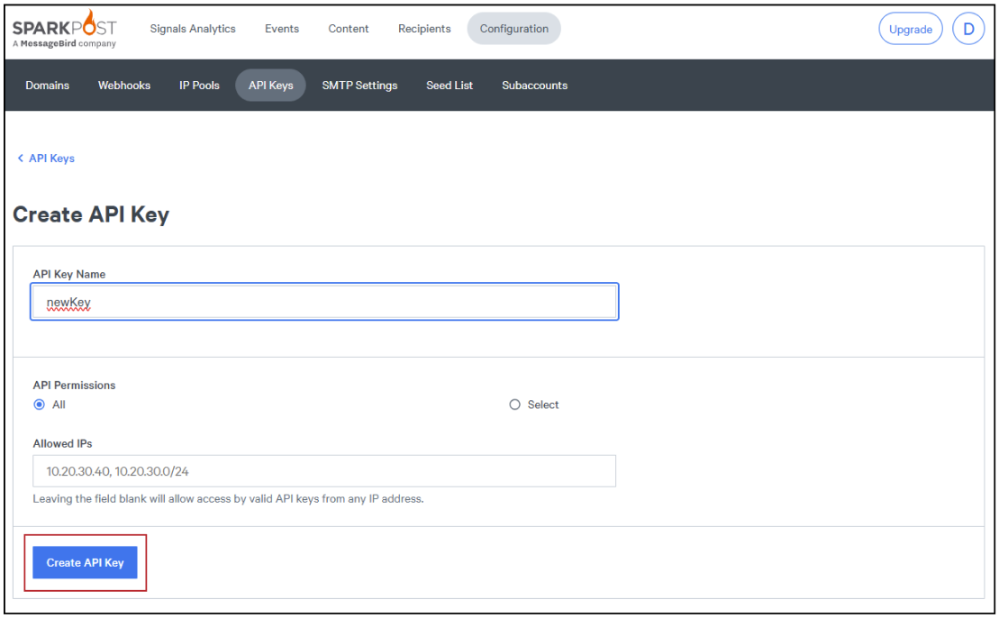 Create a New API Key