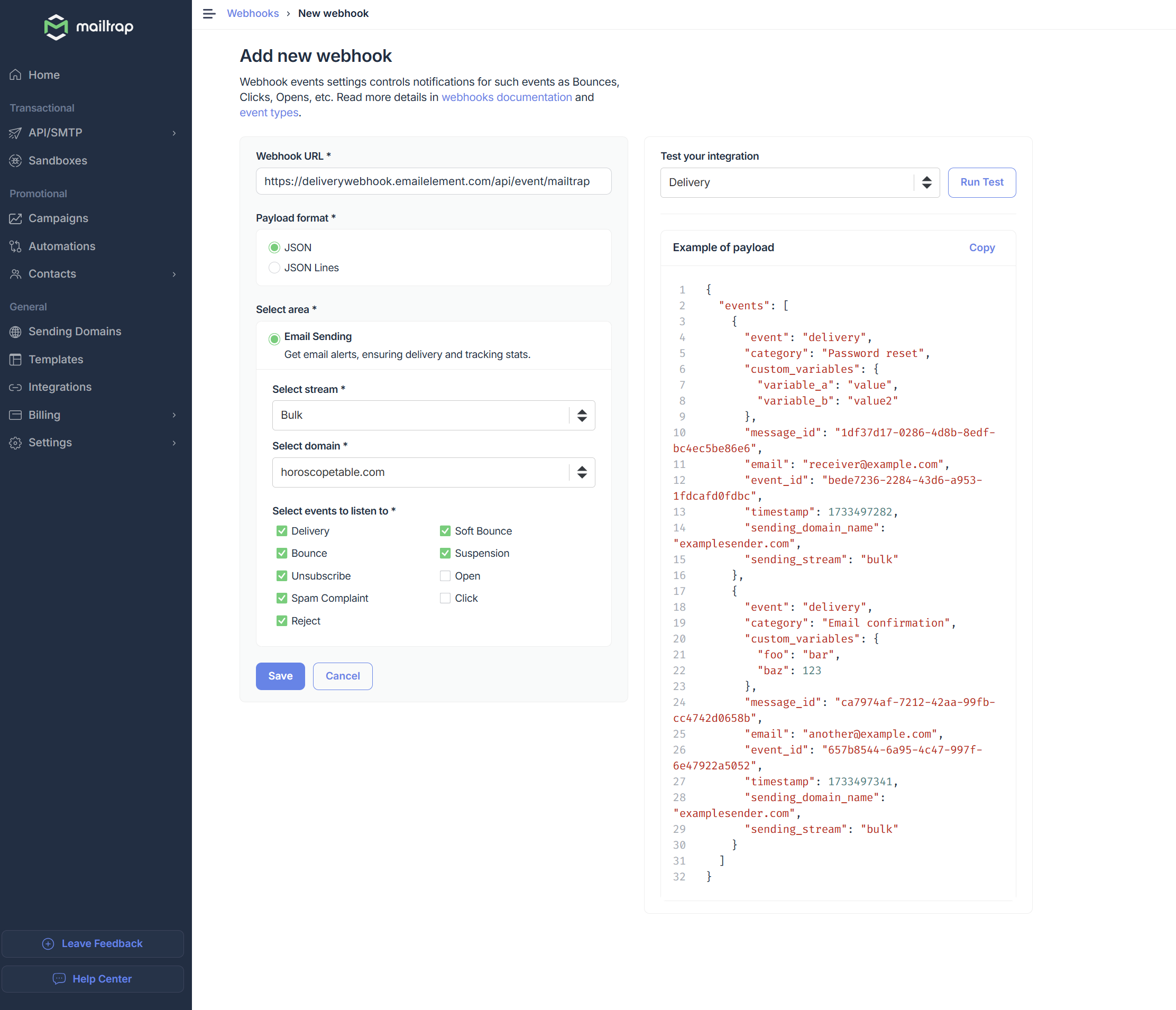 Create and Enable Webhook