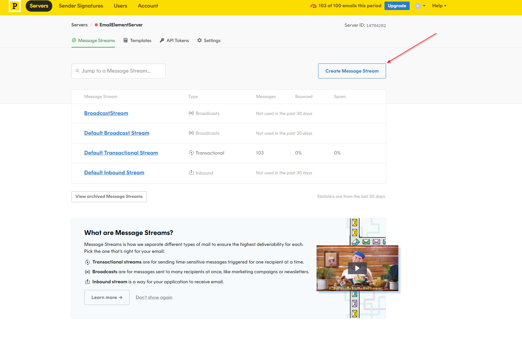 Create Broadcast Message Stream
