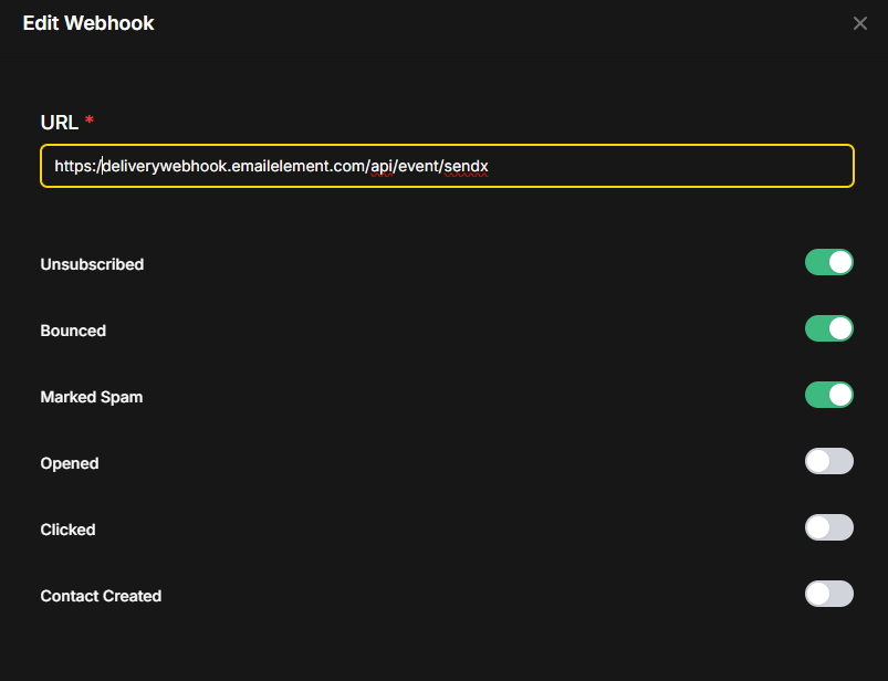 Create Webhook for Bulk Sending
