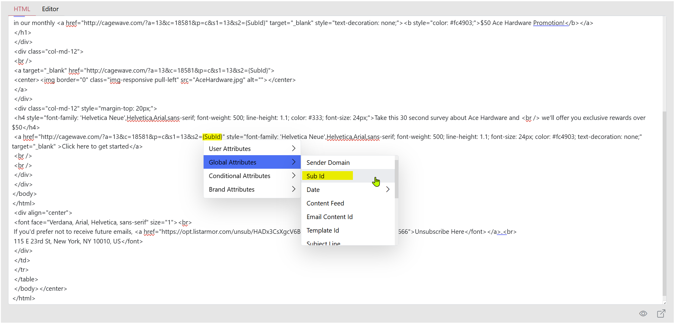 Custom HTML
