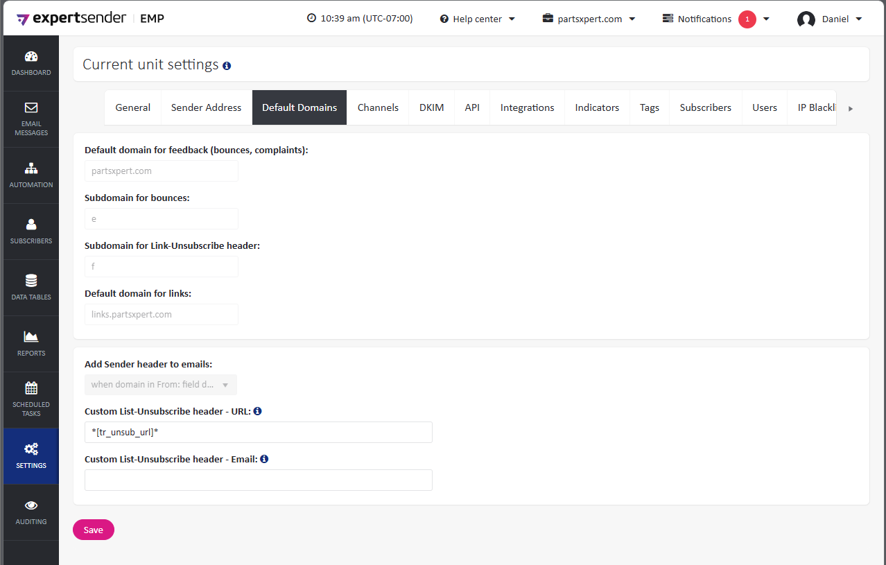 Custom ListUnsubscribe Headers