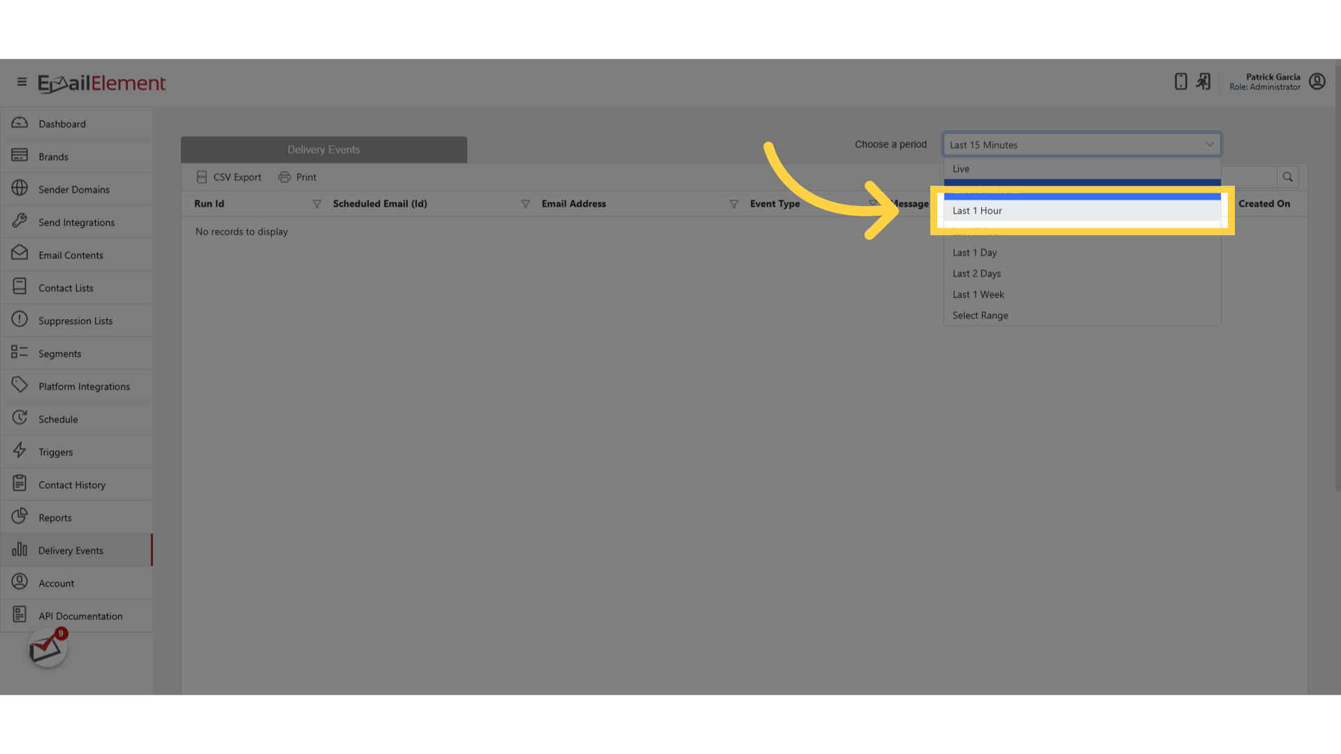 Click 'Last 1 Hour'