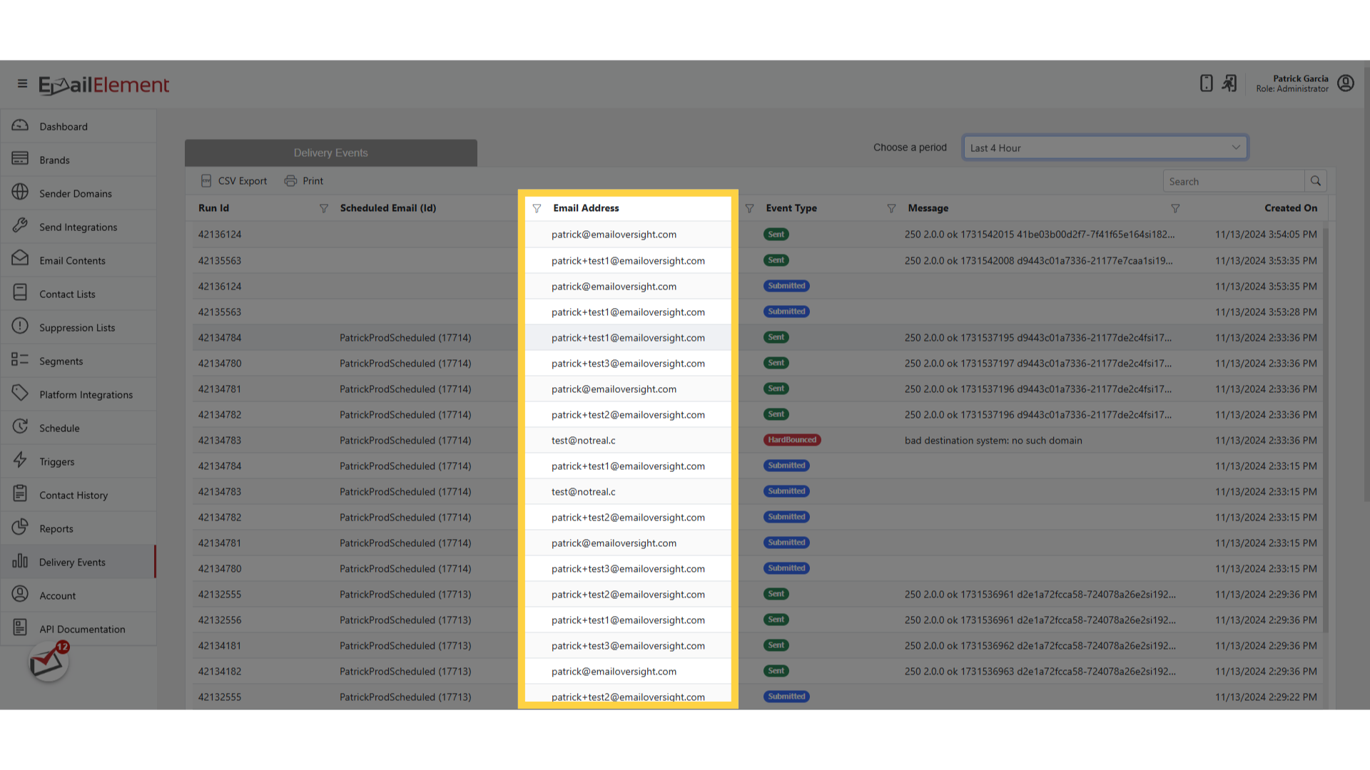 Email Address column