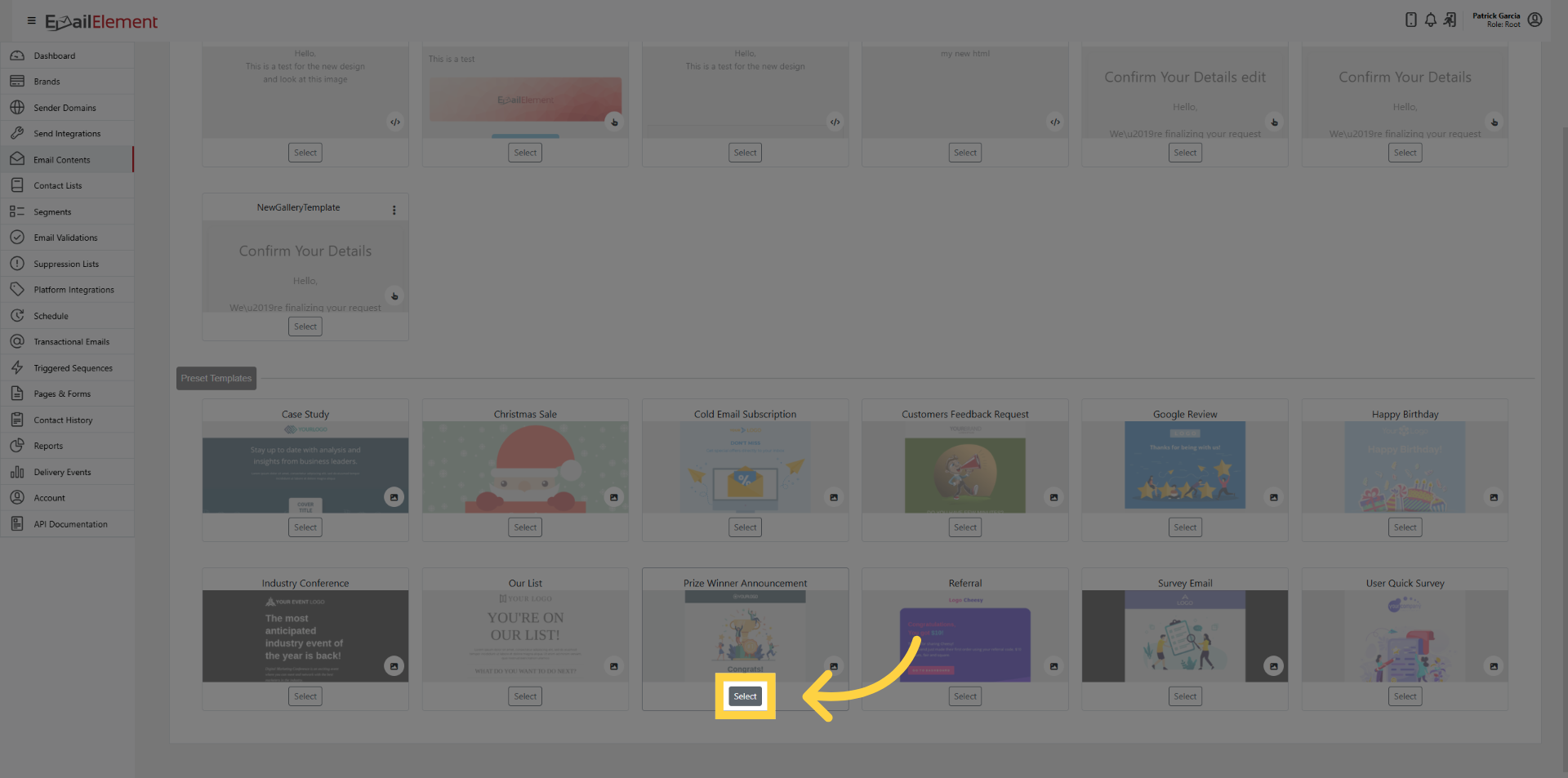 Select a Gallery Template