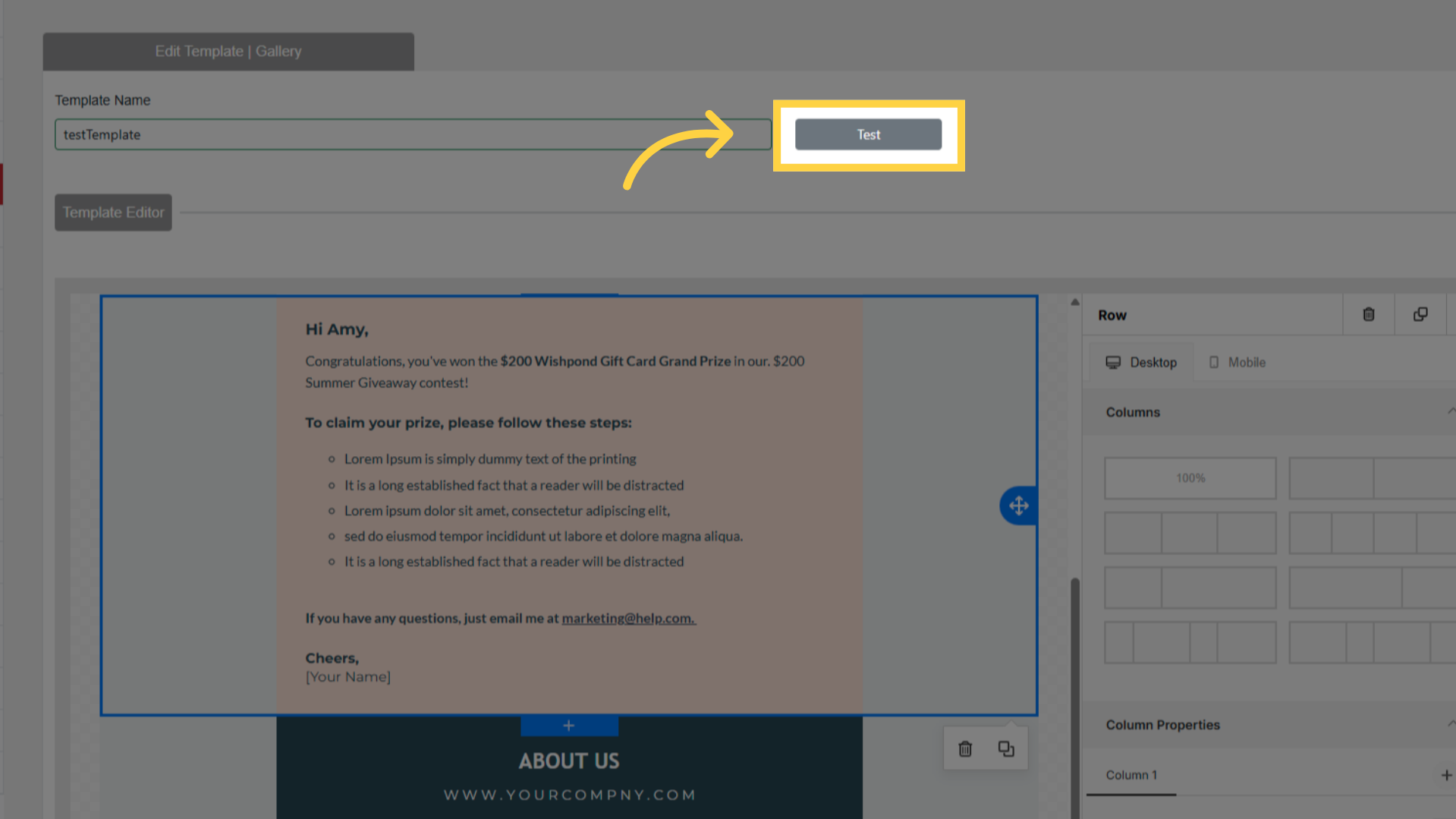 Send Test Email