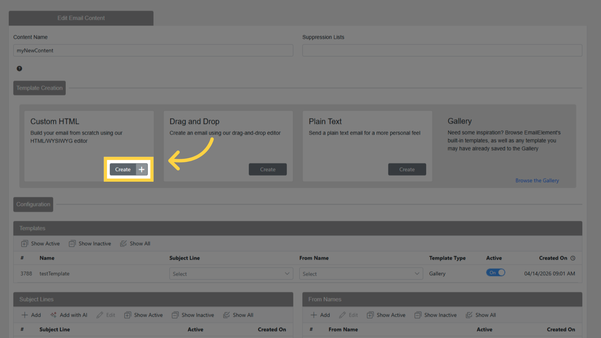 Create HTML Template