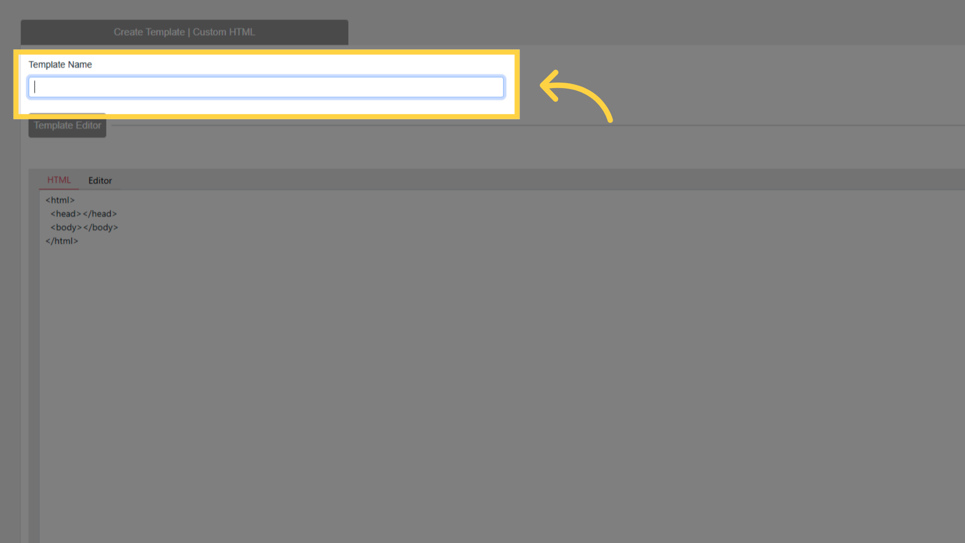 Name Your Custom HTML Template