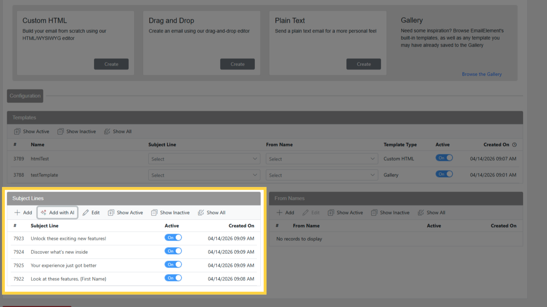 Added AI Subject Lines