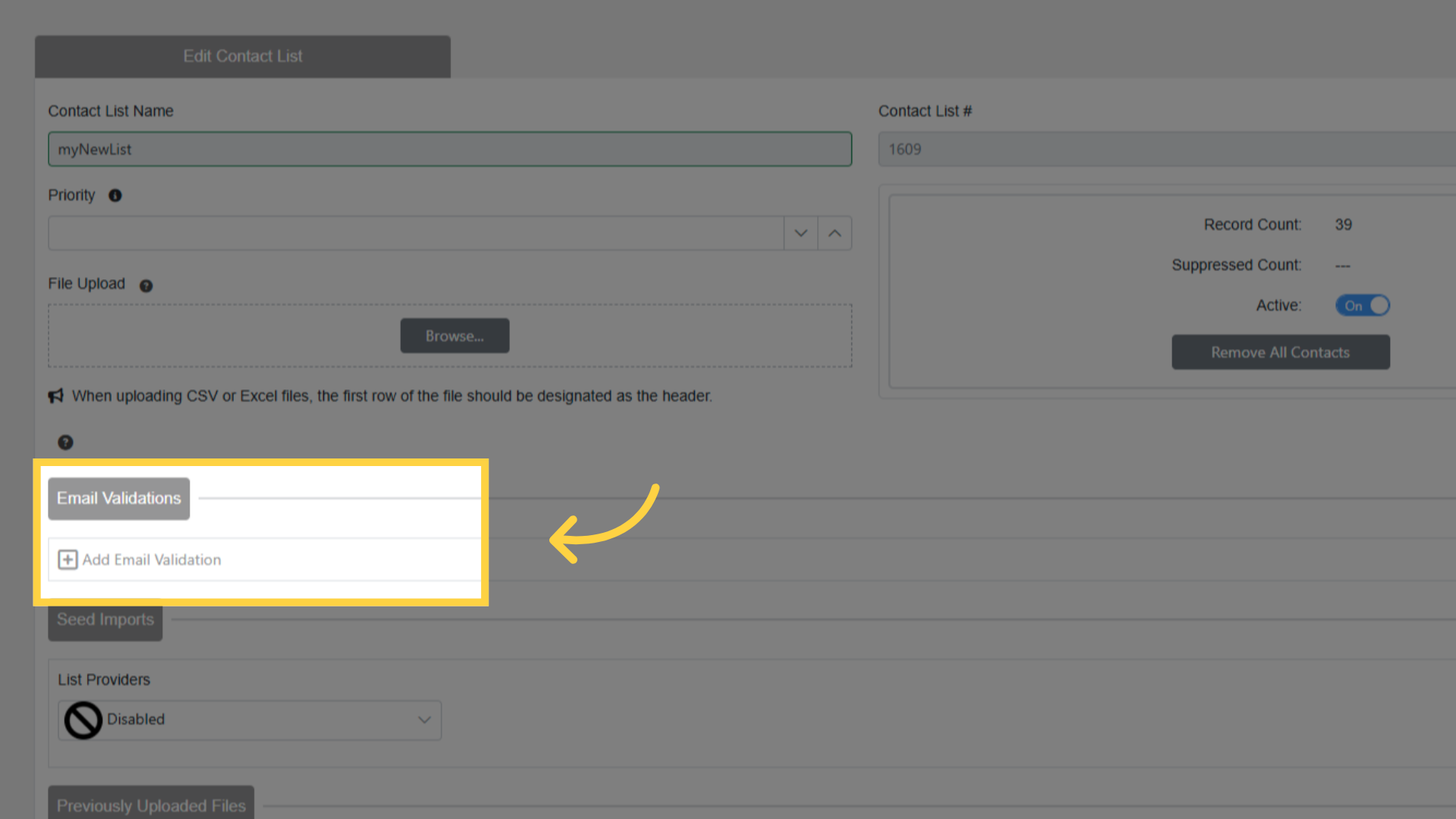Add Email Validation to Contact List