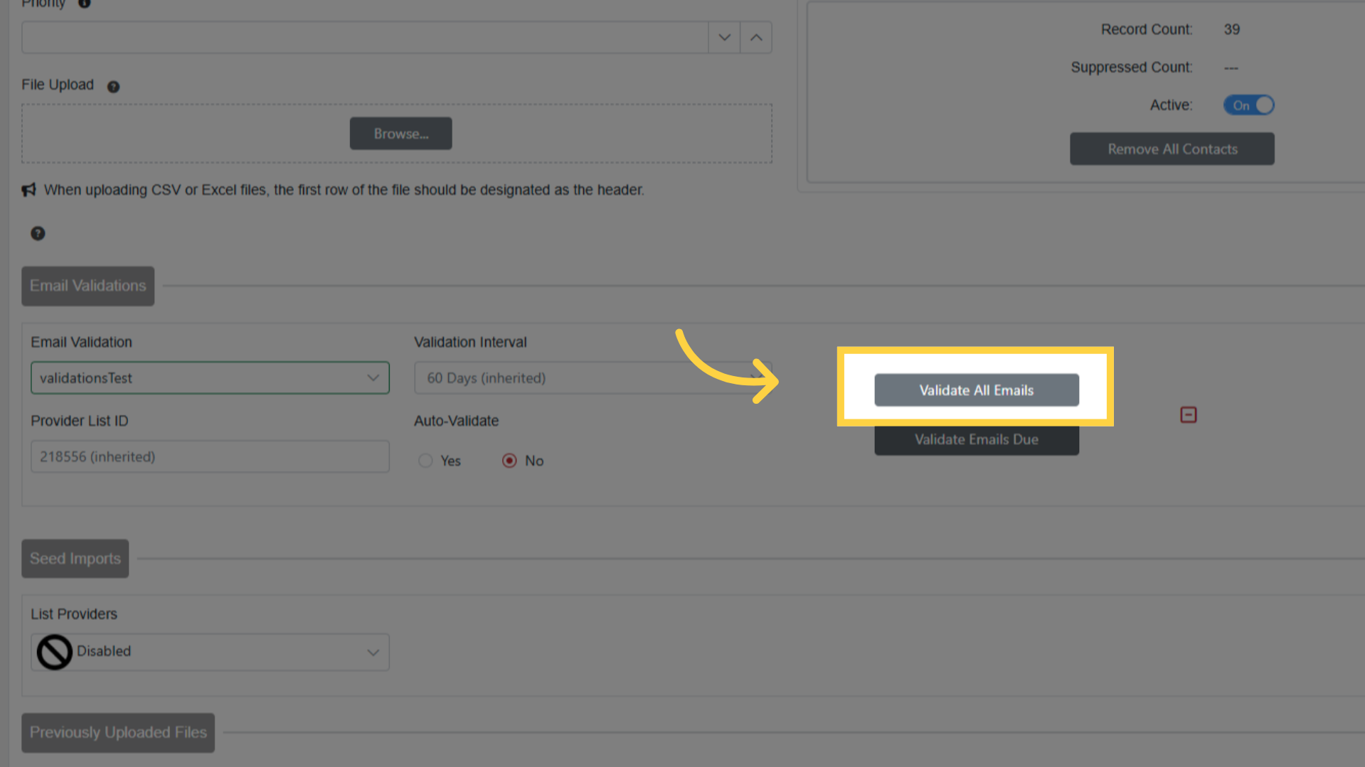 'Validate All Emails' Action