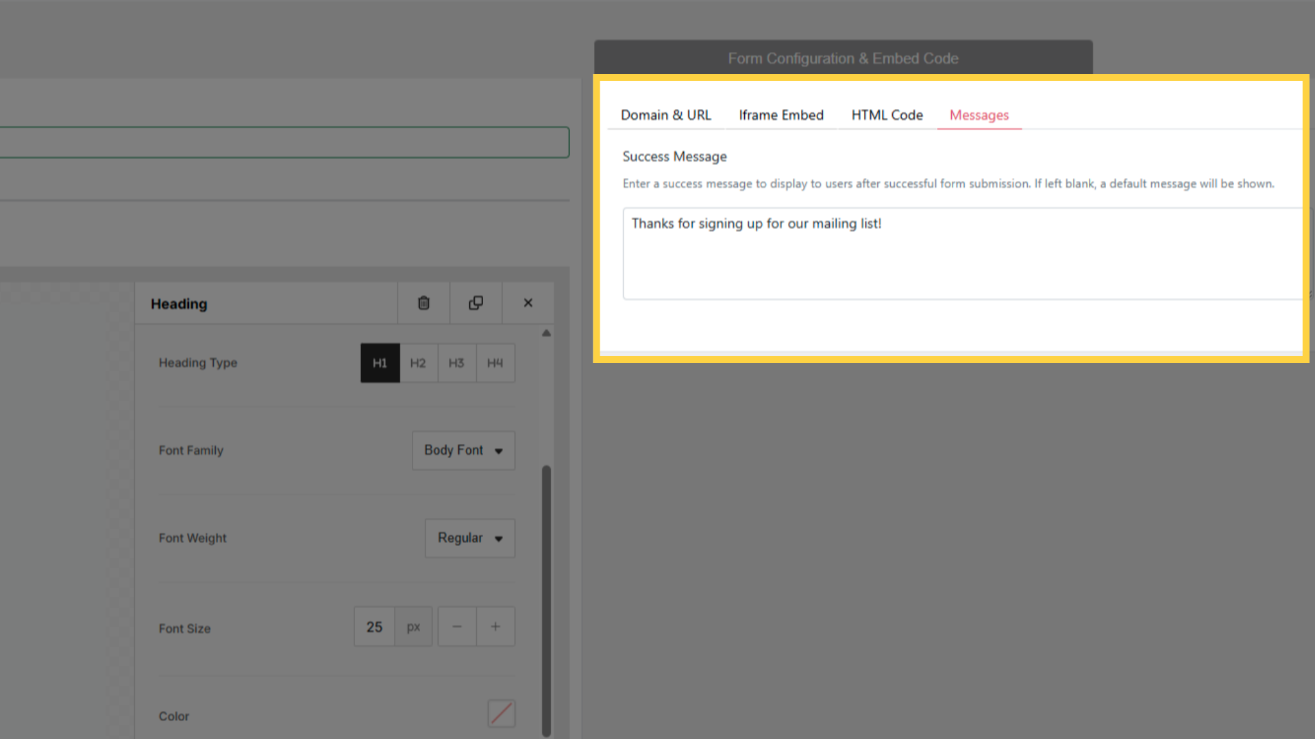 Set Success Message