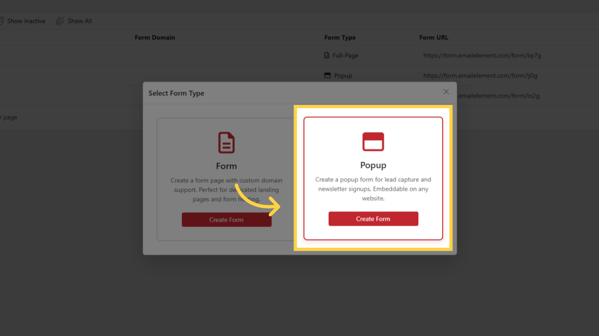 Popup Form