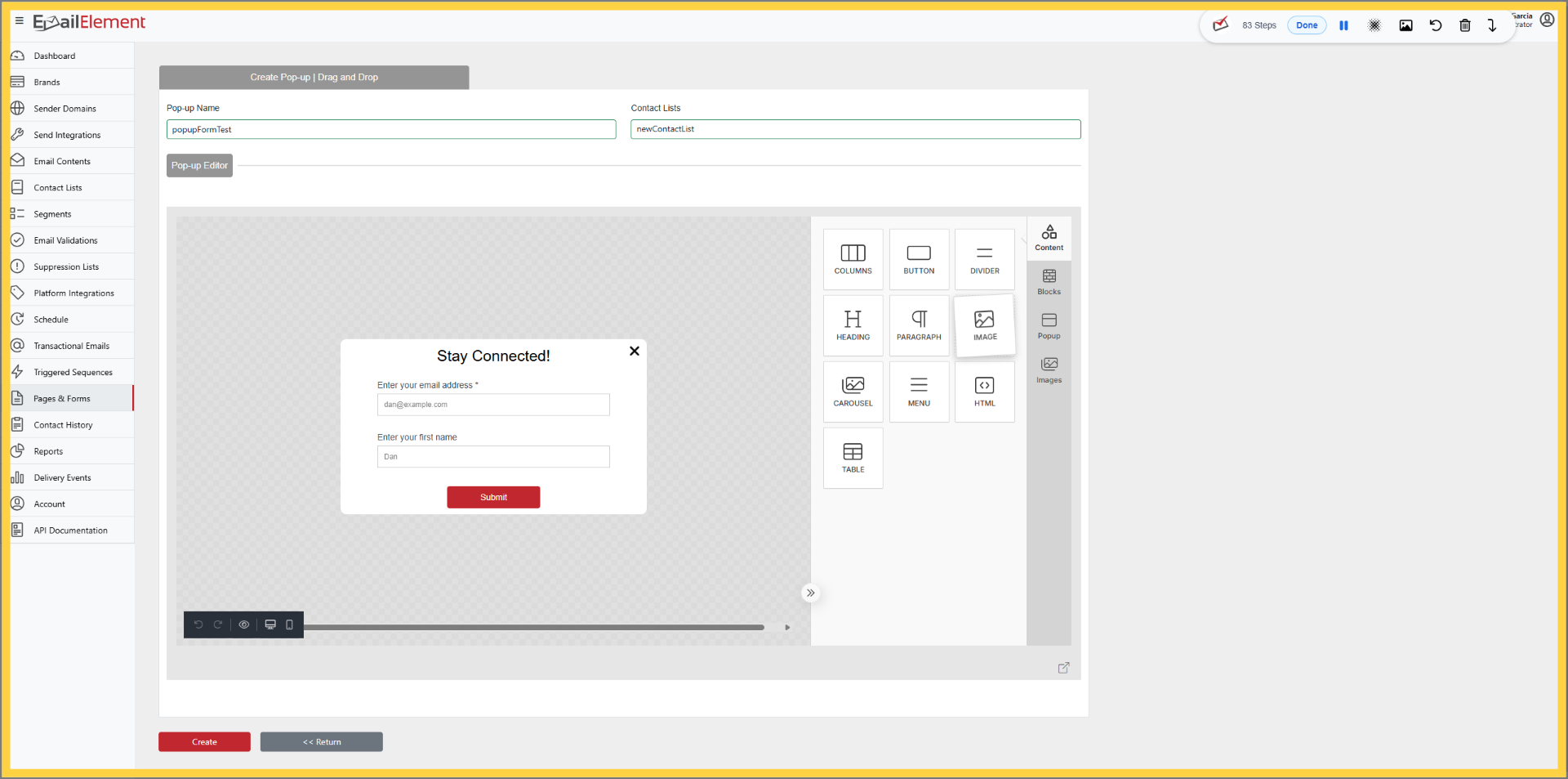 Popup Form Options