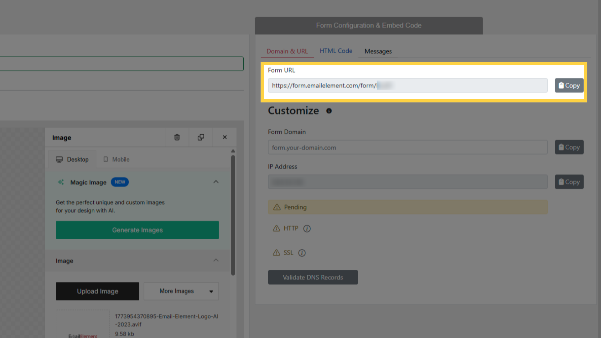 Popup Form URL