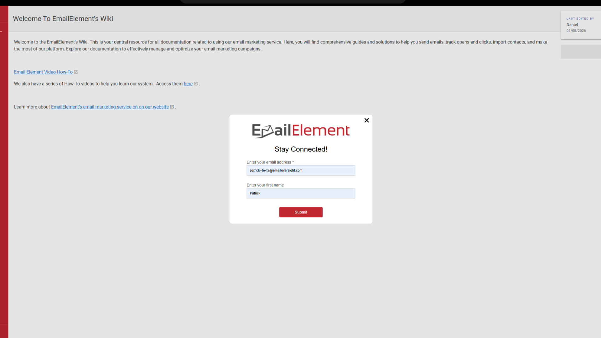 Embedded Popup Form