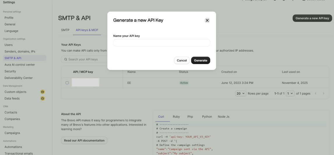 Generate API Key