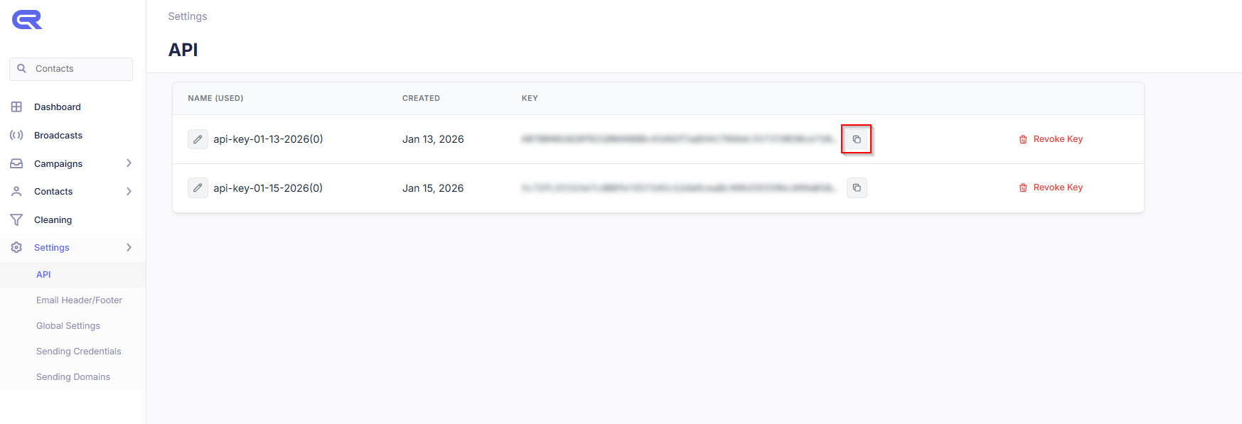Get API Key from Campaign Refinery