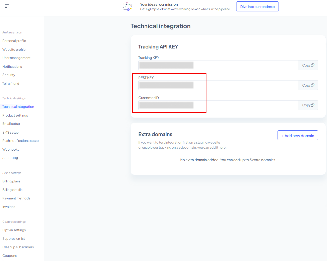 Get Rest Key and Customer ID
