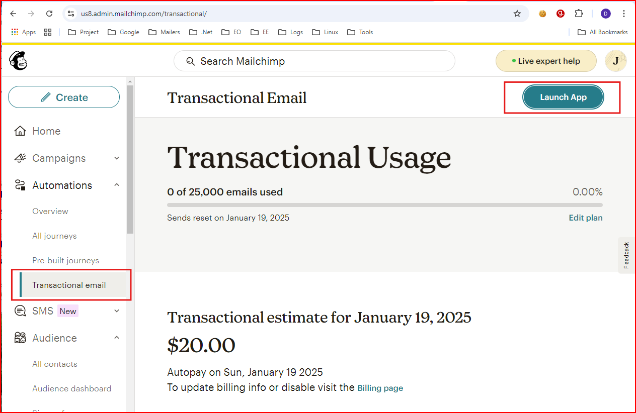 Navigate to Transactional App