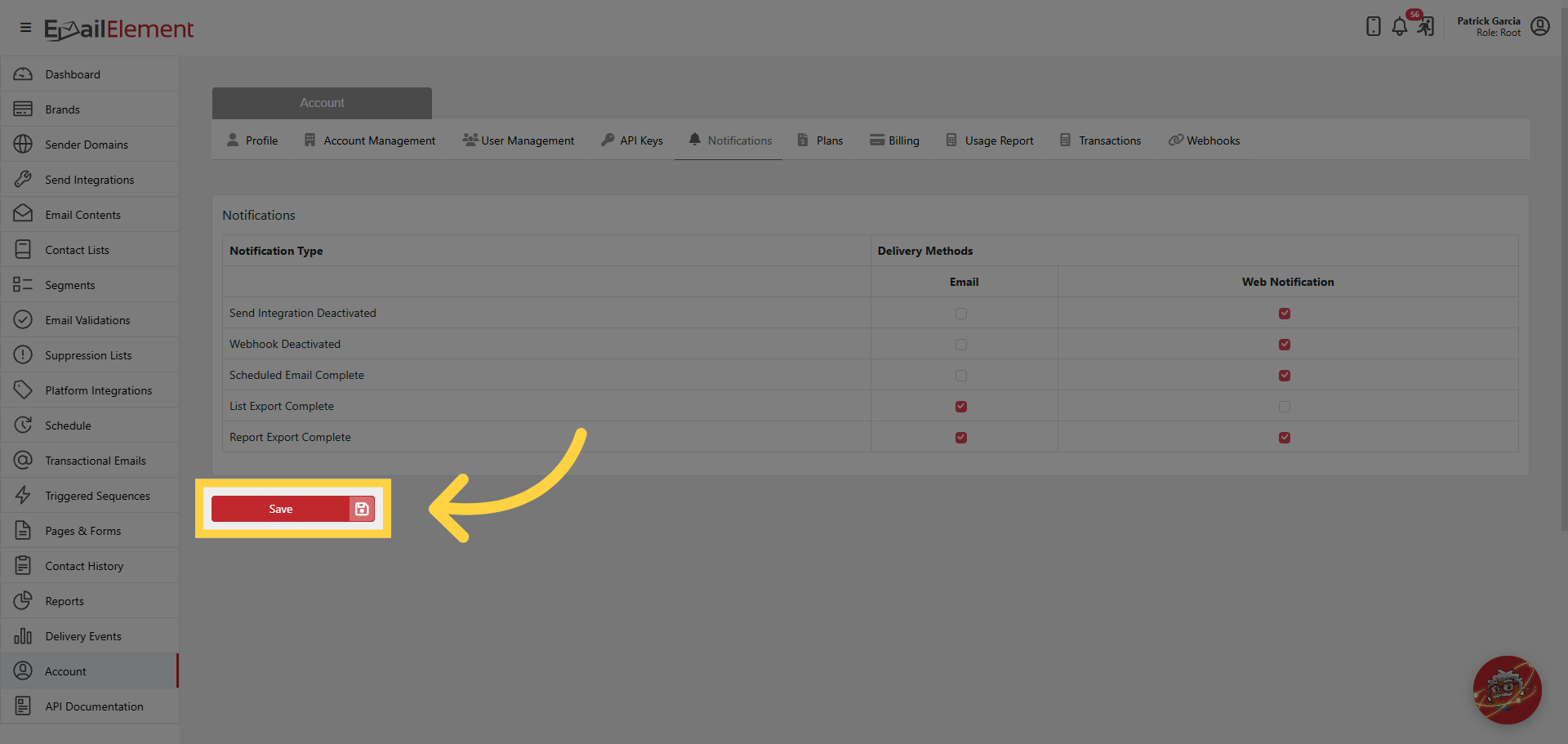 Save Notifications Settings