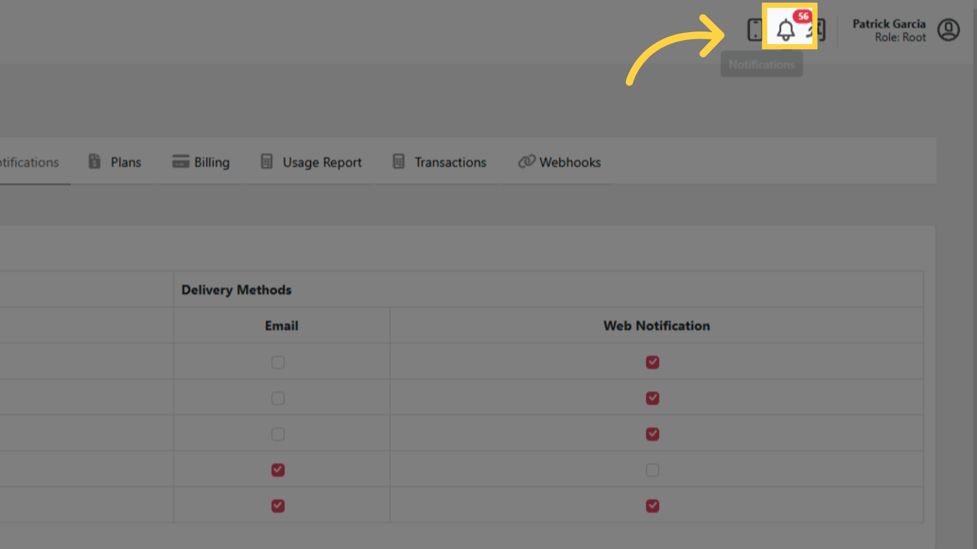 Open Web Notifications Dropdown