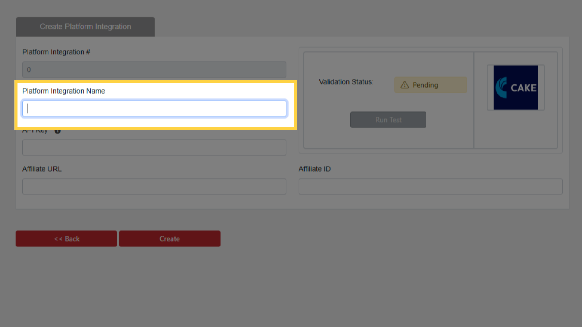 Enter Platform Integration Name