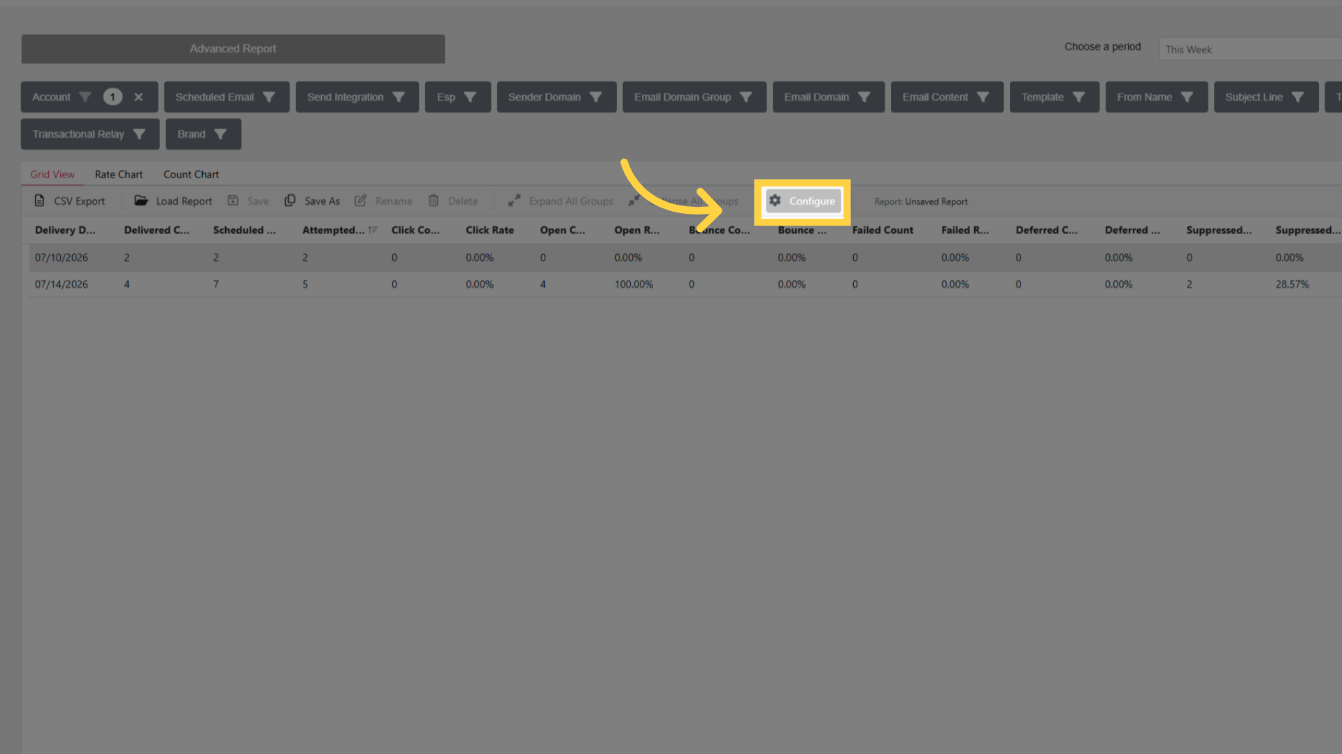 Advanced Report: Default Columns